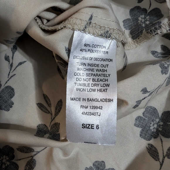 Stitch & Stone 2 Piece Set Boys Size 6 Beige and Black Floral Print - Picture 4 of 6